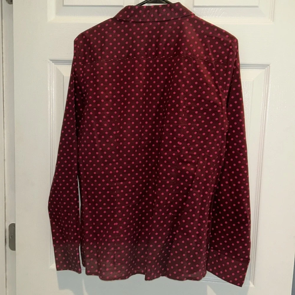 The Limited Maroon Button Down with Pink Polka Dots - Size L - Picture 3 of 6